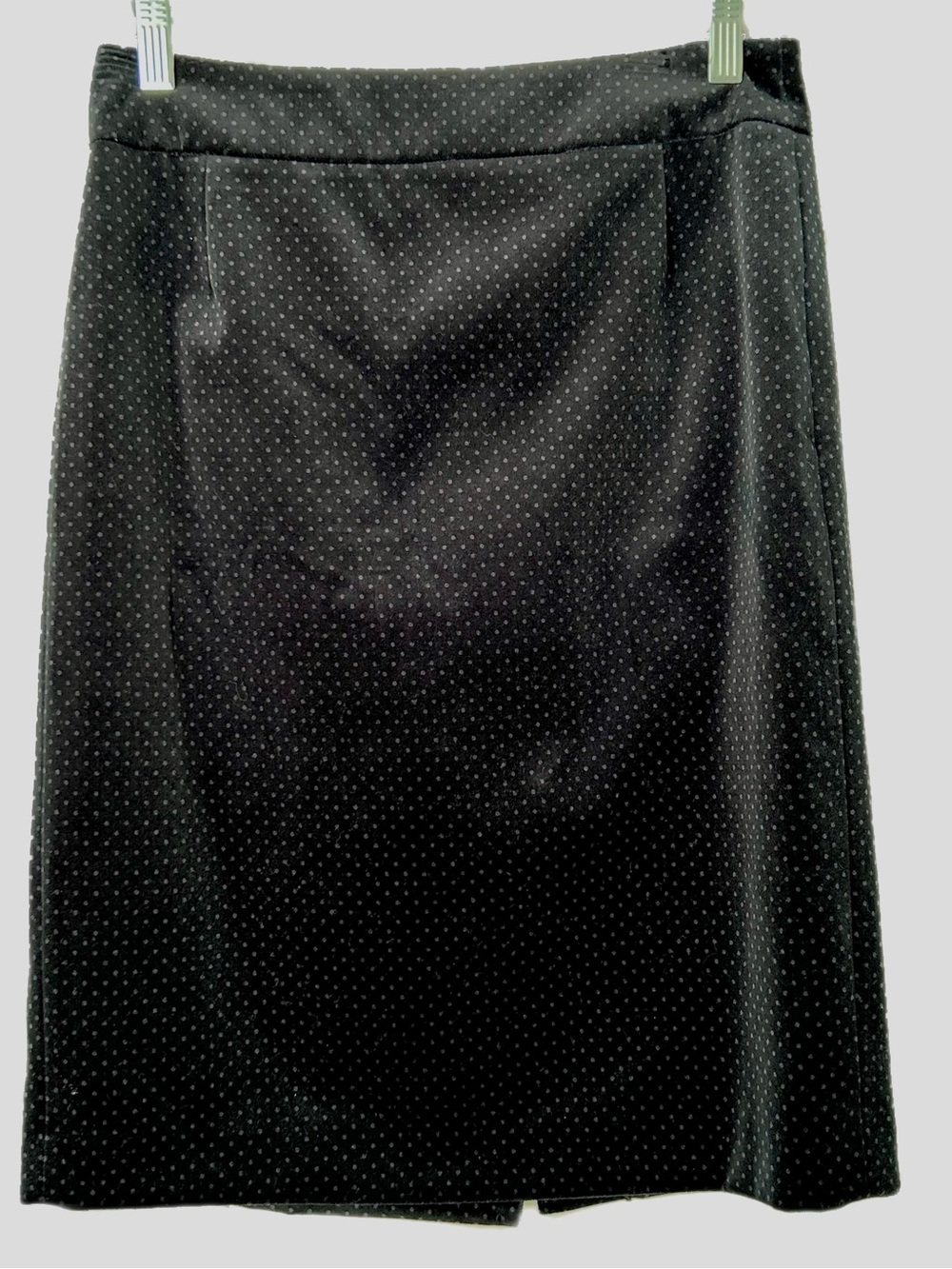 J Crew Black Velvet Pencil Skirt size 6 Dotted Back Slit Preppy Classic Vintage